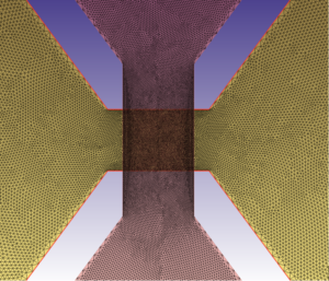 Detail of triangular mesh in a double-diamond touch screen model